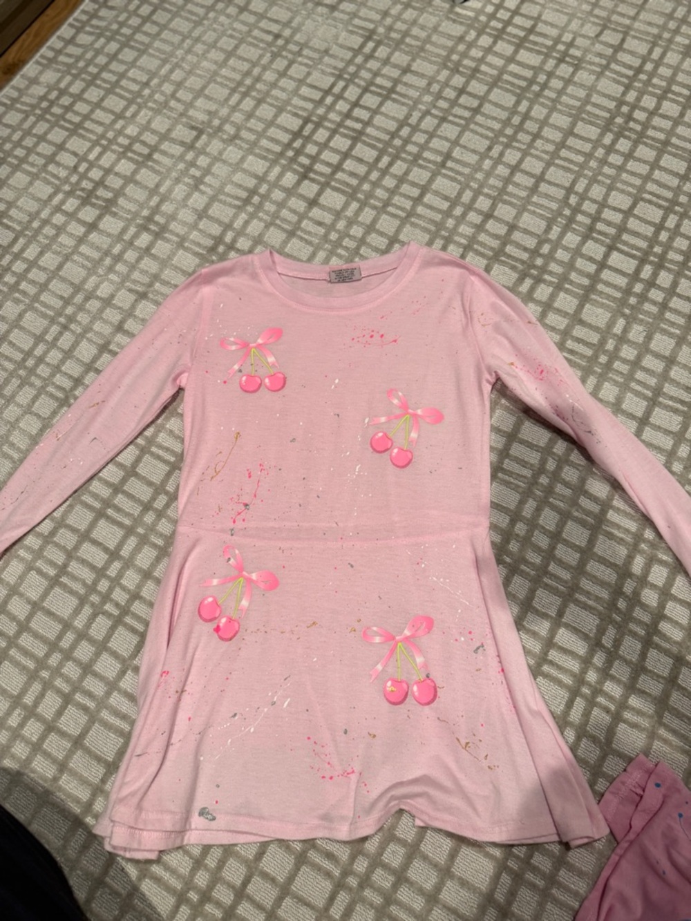 Firehouse girls long sleeve dress with cherrys